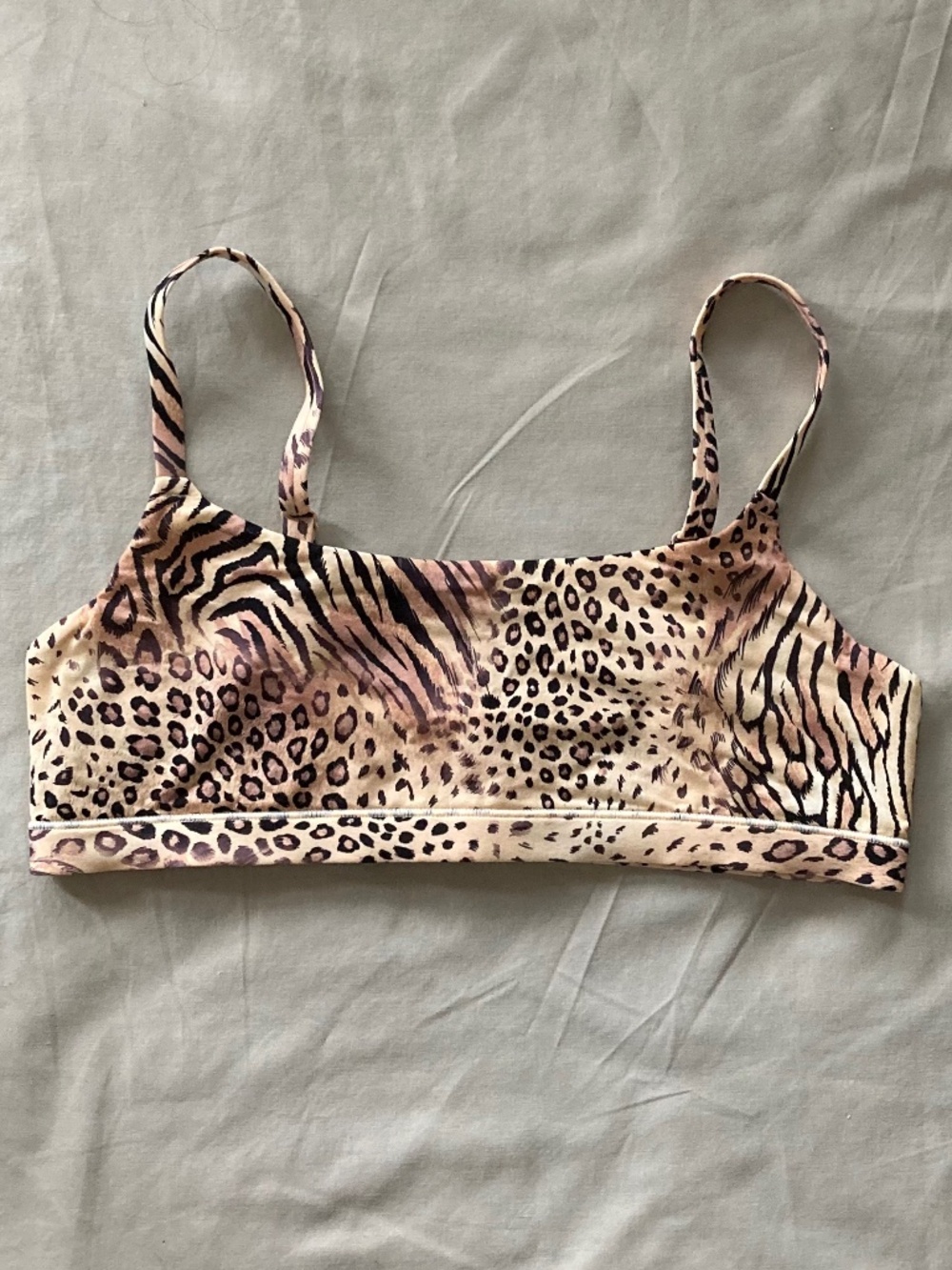 Skims Fits Everybody Scoop Bralette in Sand Multi Animal - NWOT, Size Large
